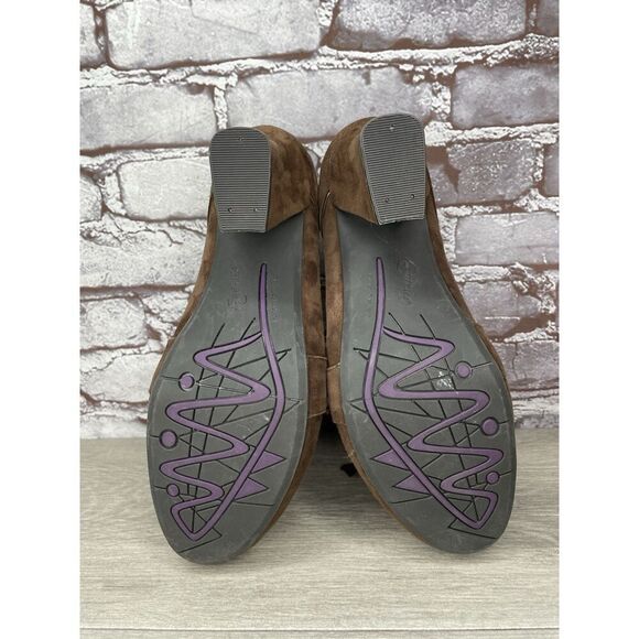 Earthies Sarenza Brown Suede MaryJane Tie Up Dress Shoes Women’s Sz 11B US/42EU - Picture 6 of 16